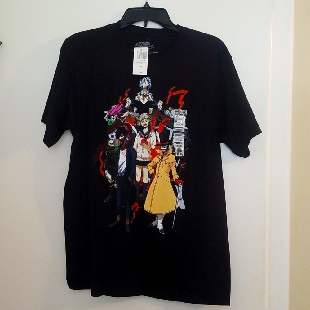My Hero Academia Villain Group Tee- mens size medium- black short sleeve